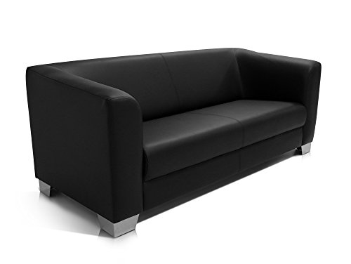 CHICAGO 3er Sofa / Ledersofa, schwarz