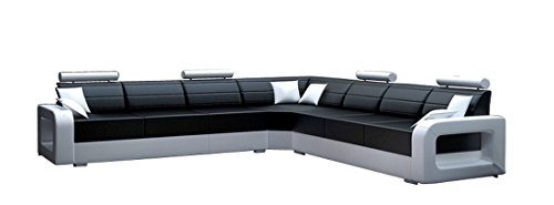 JVmöbel Weiß/Schwarz Sofa Lederimitat, 200 x 85 x 85 cm