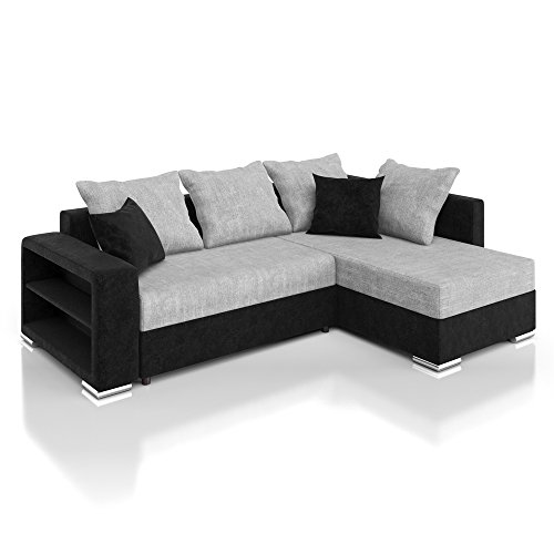 Vicco Sofa Couch Ecksofa Houston Schlaffunktion Schlafsofa schwarz/grau Eckcouch