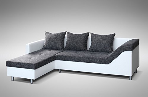 Sofa Couch Ecksofa Eckcouch Sofagarnitur in weiss / graubraun - Lissabon 2- L