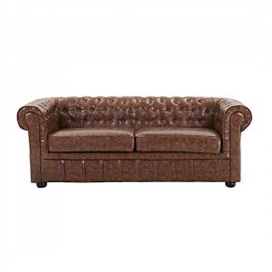 3er Sofa - Ledersofa - Ledercouch Old Style braun - CHESTERFIELD