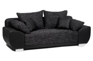 B-famous Schlafsofa Mailand-FK Materialmix Struktur und Kunstleder , schwarz-anthrazit 225x91cm