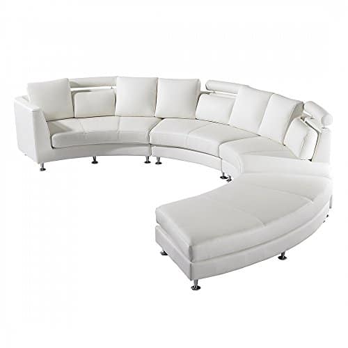Ledersofa - rundes Sofa - Ledercouch - Couch aus Leder in weiss - ROTUNDE