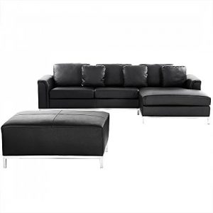 Ledercouch Schwarz - Ecksofa / Eckcouch L - Ledersofa - Oslo