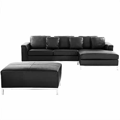 Ledercouch Schwarz - Ecksofa / Eckcouch L - Ledersofa - Oslo