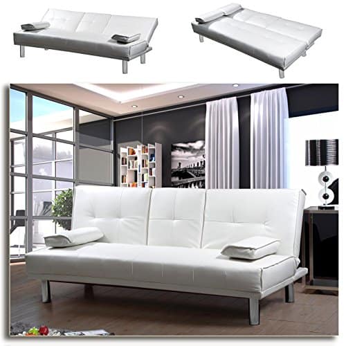 "MANHATTAN" Funktionssofa Weiss Schlafsofa Sofa Kunstleder Bettsofa Lounge Couch