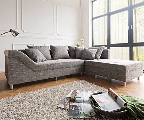 Polsterecke Alexon Hellgrau 260 x 208 cm Ecksofa Ottomane rechts Ecksofa