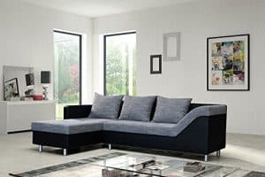 Sofa Couch Ecksofa Eckcouch Sofagarnitur in schwarz / hellgrau - Lissabon 1- L