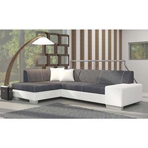 JUSThome Fabio Ecksofa Polsterecke Schlafsofa Strukturstoff Kunstleder (HxBxT): 73x268x167 cm Grau Weiß Ottomane links