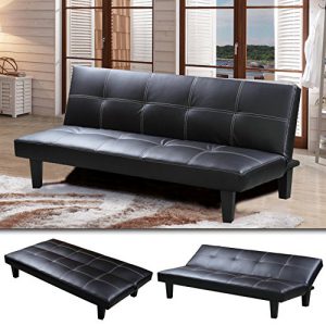 "SOFIA" SCHLAFSOFA Schwarz BETTSOFA SCHLAFCOUCH SOFA BETTCOUCH LOUNGE COUCH (Schwarz)