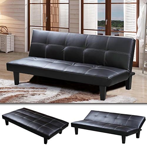 "SOFIA" SCHLAFSOFA Schwarz BETTSOFA SCHLAFCOUCH SOFA BETTCOUCH LOUNGE COUCH (Schwarz)