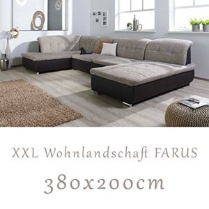 Wohnlandschaft, Couchgarnitur XXL Sofa, U-Form, braun/cappuccino, Ottomane links